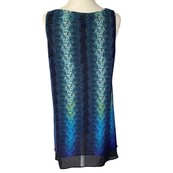 Worthington Blue Green Snakeskin Print Handkerchief Hem Sleeveless Tank Blouse S - Picture 8 of 14